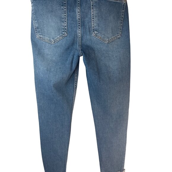 ZARA Womens 6/28 Distressed Cuffed Jeans Size Blue Denim Mid-Rise - Picture 8 of 12
